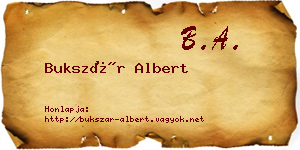 Bukszár Albert névjegykártya